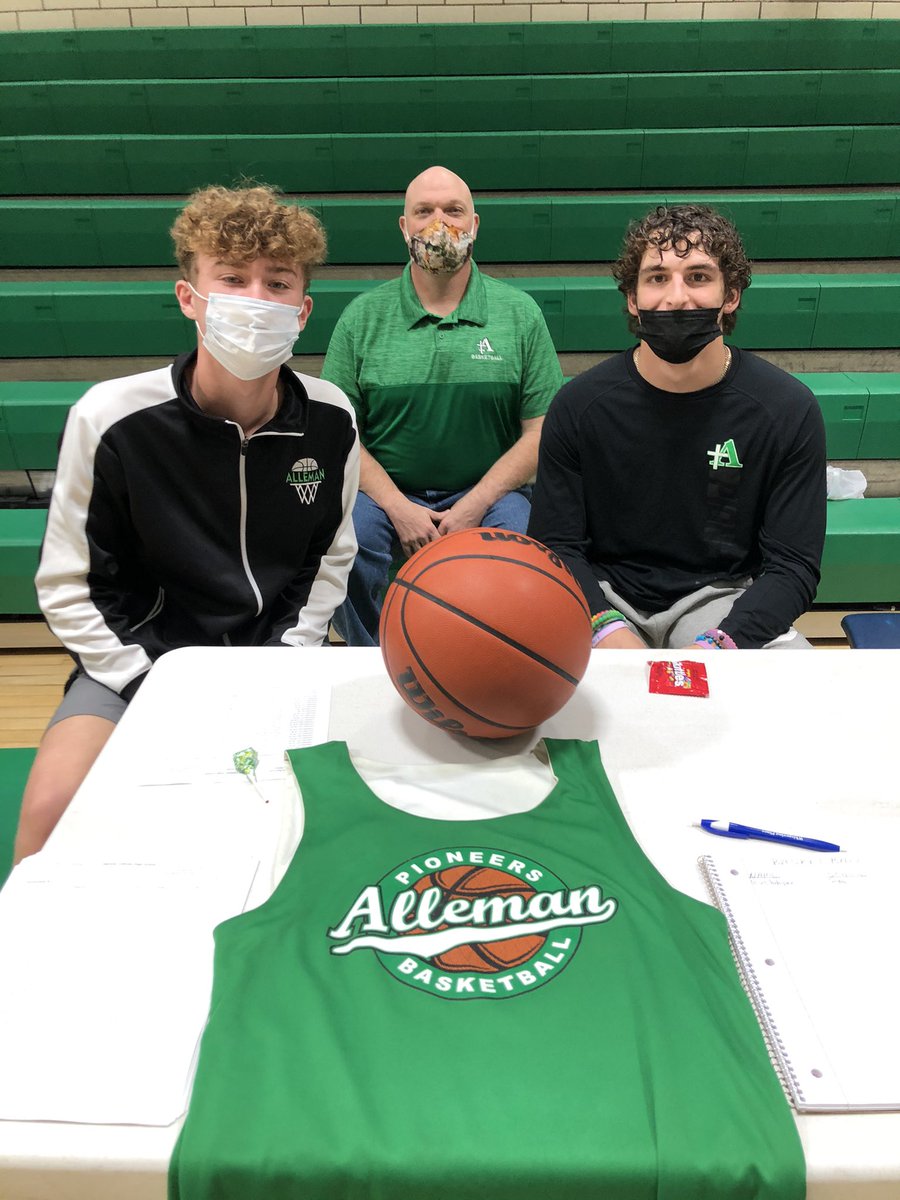 AHS_BBasketball's tweet photo. Senior Captains and Coach O at the open house tonight! 

@grantiles @allemanhs #hail https://t.co/yOUwA4rfnX