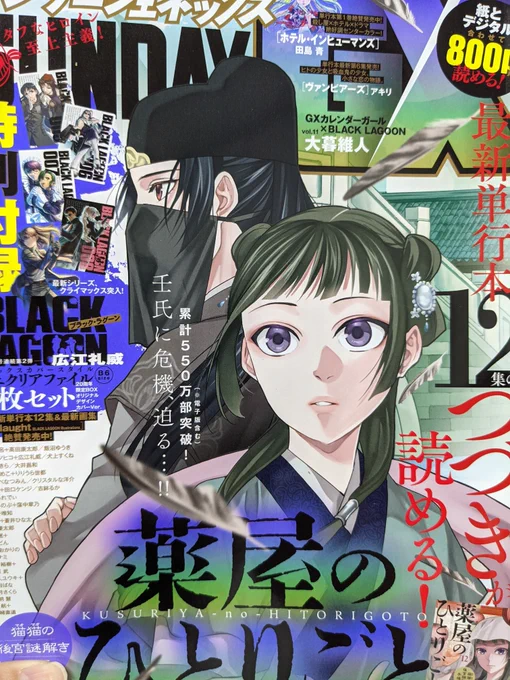 本日サンデーGX 11月号発売!表紙・巻頭カラー頂いてます。
『薬屋のひとりごと-猫猫の後宮謎解き手帳-』は、狩りに向かった北での話。12巻の続きが読めます!
#薬屋のひとりごと #サンデーGX 