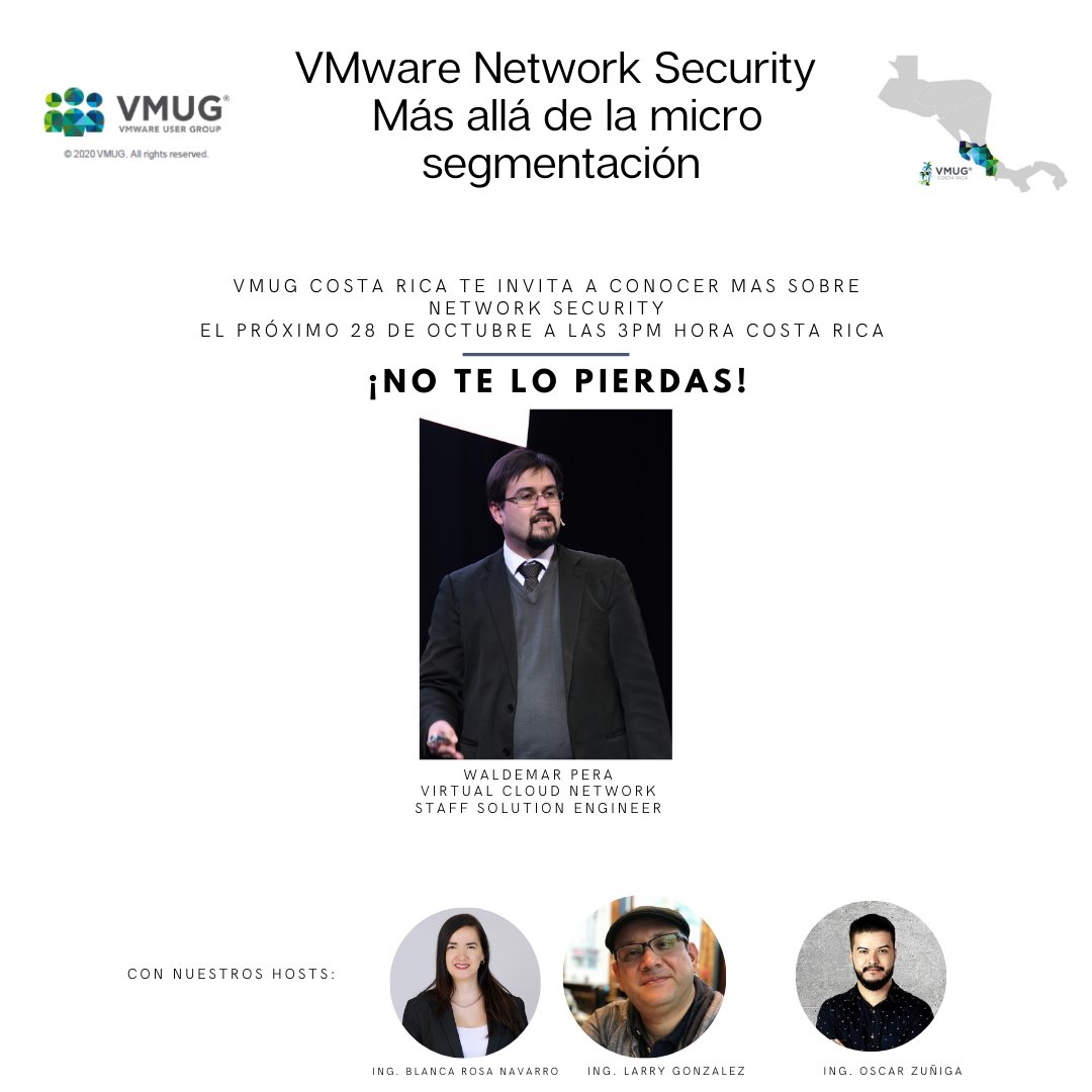 Agenda y registrate en 
zoom.us/webinar/regist…
@vmug <a href="/VMware/">VMware</a> <a href="/WaldemarPera/">Waldemar Pera (@WaldemarPera@vmst.io)</a> @virtualizecr <a href="/hashepsut/">Blanca Rosa Navarro</a> @OscarZunigablog <a href="/celiacri/">Celia CC</a> <a href="/VMwareEvents/">VMware Events</a> <a href="/rolmk/">Rolando Kohl</a> #vmug #CostaRica #VMware
