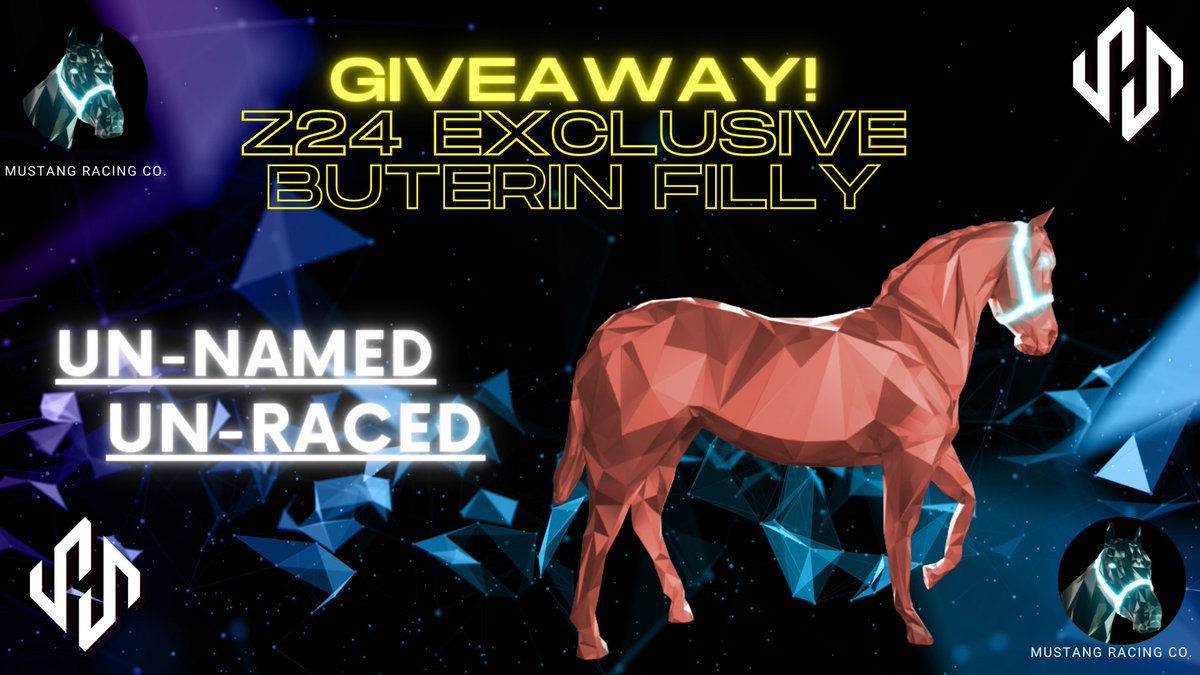 SyntribosStable's tweet photo. 🎁HORSE GIVE-AWAY!🎁
Thanks to @MustangRacingCo we are giving away an U/U/U FILLY! 
To Enter:
1. Follow @SyntribosStable + @MustangRacingCo 
2. Retweet
3. Tag 2 @zed_run fanatics

Give-away winner announced on stream this Sunday! https://t.co/o4HKgBlhFv