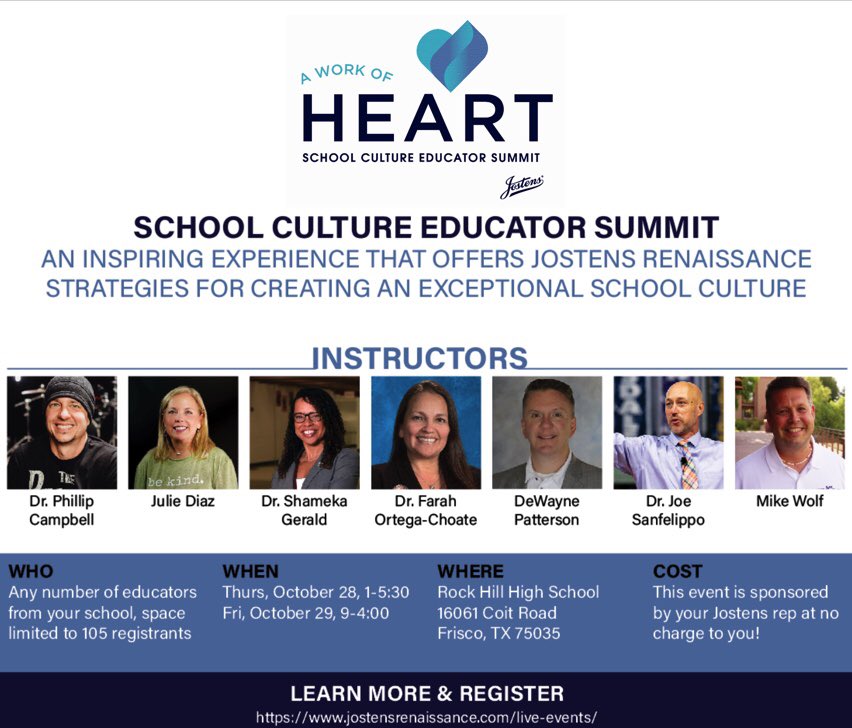 Texas, we’re coming your way NEXT WEEK!!! 🎊

We’re hosting a student leadership event on 10/27 and an educator summit on 10/28 &amp; 10/29 with an UNBELIEVABLE lineup of speakers! 

All at NO CHARGE courtesy of your <a href="/Jostens/">Jostens</a> reps! 😎

For details, visit JostensRenaissance.com/Live-Events.
