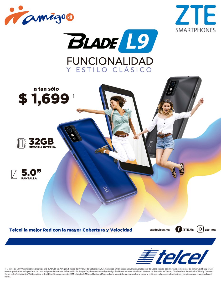 telcelregion7's tweet photo. 🤩 Ven a Telcel por tu L9 de #ZTE 📱📱conoce tu funcionalidad y estilo clásico.
Solo con TELCEL  🥳 https://t.co/JBnm7ofXO0