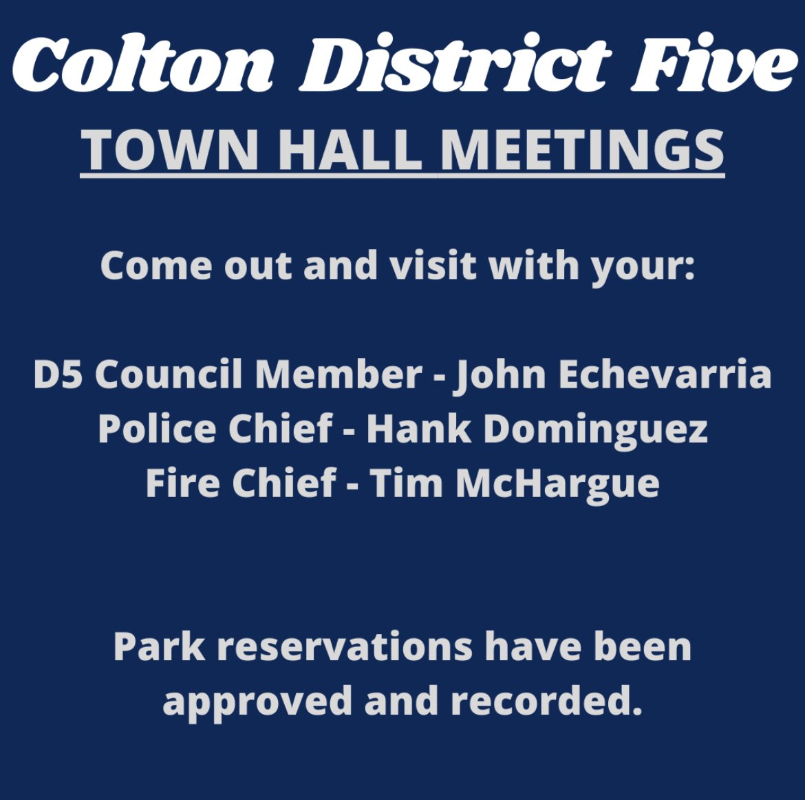EchevarriaFor's tweet image. Hi neighbors • I hope you can join us for an upcoming community meeting. Please see the attachments for more details and help me SHARE these invites throughout our Colton Community!
#ColtonCalifornia
#CommunityForums
#ComeMeetYourNeighbors