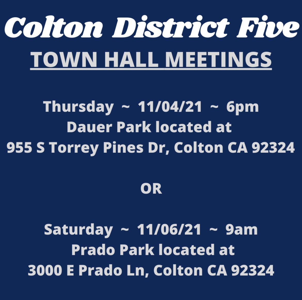 EchevarriaFor's tweet image. Hi neighbors • I hope you can join us for an upcoming community meeting. Please see the attachments for more details and help me SHARE these invites throughout our Colton Community!
#ColtonCalifornia
#CommunityForums
#ComeMeetYourNeighbors