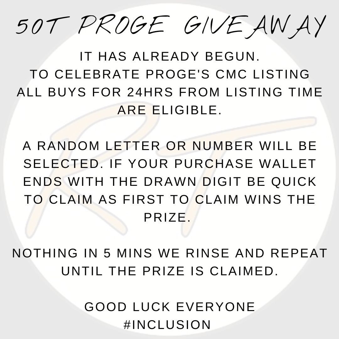 RogueTokens's tweet image. $PROGE $ROGE
50,000,000,000,000 $PROGE giveaway
To celebrate @CoinMarketCap listing we are giving away 50T $PROGE
All buys count - see poster for details
Join our TG below
#RogueTokens #Crypto #DeFi #Proge #Roge #Inclusion #Diversity #ETH #BTC
buff.ly/3ukWuUM