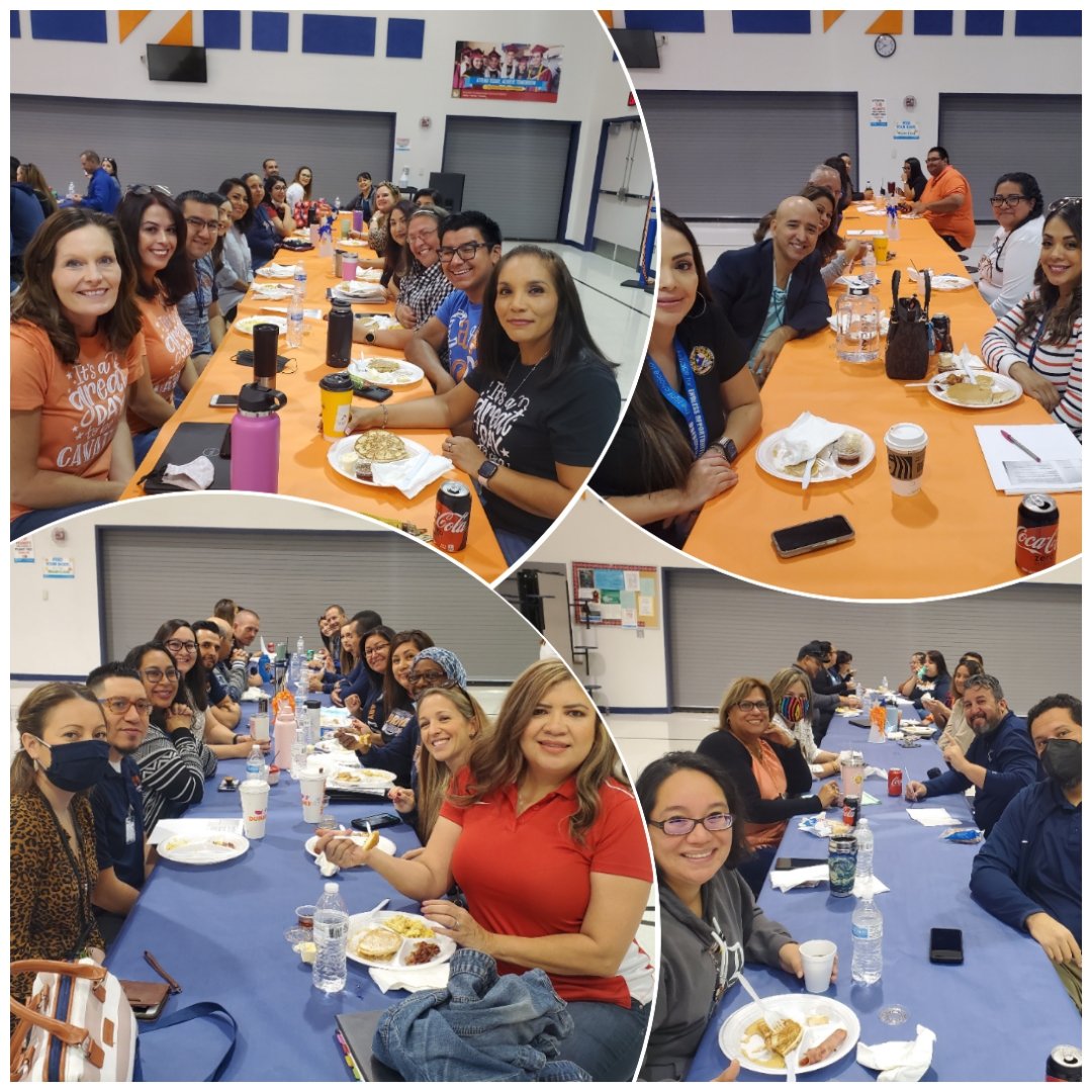 VHairston_DVHS's tweet photo. Always great to come together with our Cavalier Family! 🧡💙

✔  Breakfast to kick start our day 😋 
✔  Staff celebrations shared 🍾 
✔  Great learning/conversation about stations and small group instruction 🙌

MP2...WE GOT THIS! 💪
#CavPride #TeamSISD https://t.co/gixs1d4Faj