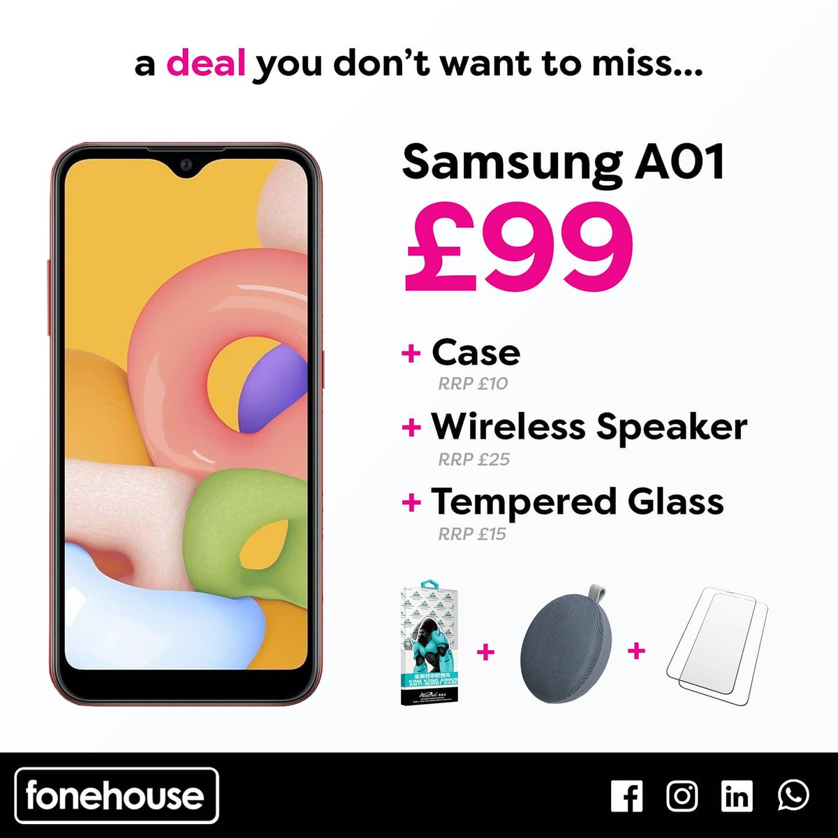 With the #HighStreetVoucher Scheme in full flow, we have seen dozens of local people avail of our additional £50 credit on our four fabulous offers! Offer 4️⃣ Pick up a Samsung A01 at £99 AND case, tempered glass and a wireless speaker RRP £150! #highstreetvoucher #buylocal