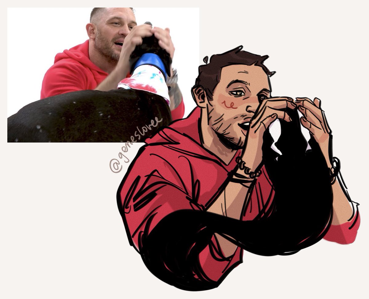 geneslovee's tweet photo. tom hardy with dogs but it's eddie with venom https://t.co/SowETBbcov