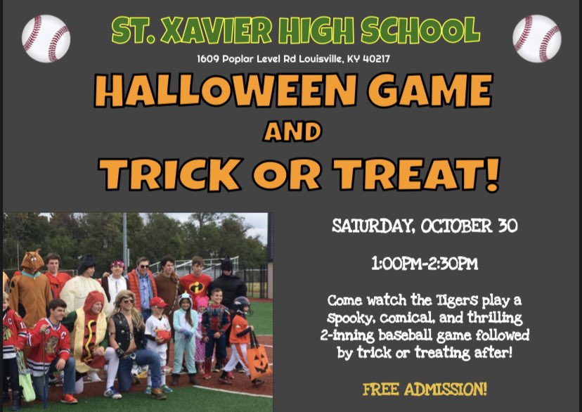 StXTigersBSB's tweet photo. 👻 ⚾️ 🍬 

Trick or Treat with St. X Baseball!

🎟 FREE https://t.co/TO6khWOiw7