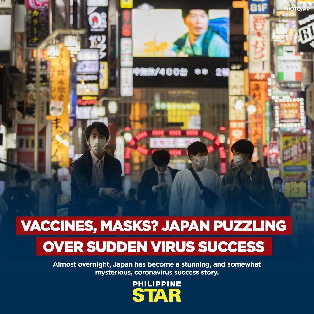 PhilippineStar's tweet photo. Daily new COVID-19 cases have plummeted from a mid-August peak of nearly 6,000 in Tokyo, with caseloads in the densely populated capital now routinely below 100, an 11-month low. | @AP https://t.co/5tUT5kbxGf