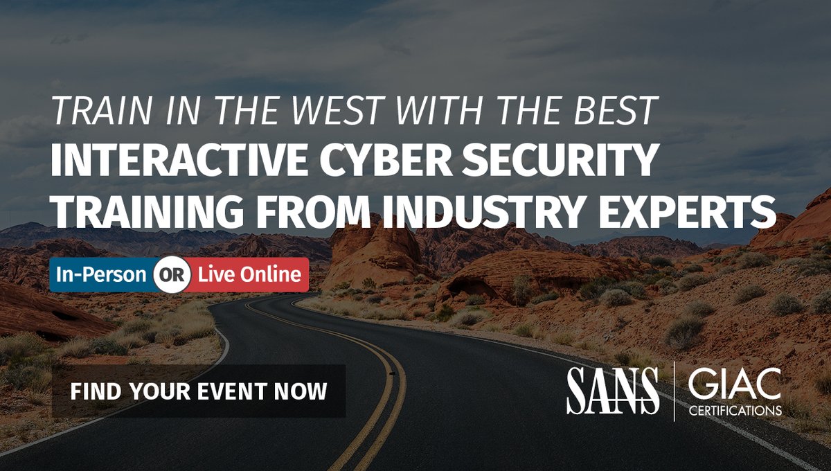 SANSInstitute's tweet photo. Learn practical new skills from #cybersecurity experts. #SANSTraining events in the Western US include: 

#SANSRocky Mountain Fall | Denver or Virtual 
#SANSSF | San Francisco or Virtual 
#SANSAustin | In-Person or Virtual 

Explore upcoming events: https://t.co/iV588AI5Fm https://t.co/b43fbLCq6L