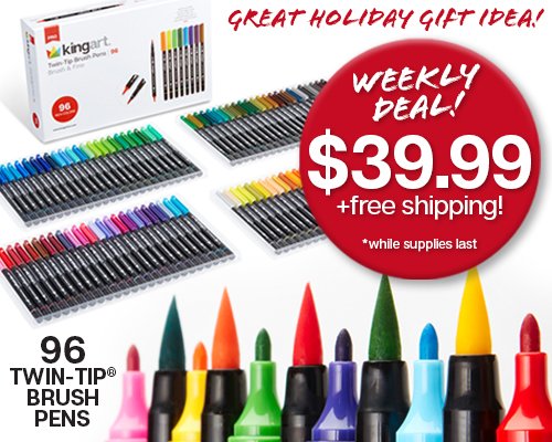 KINGART  Art Supplies on X: WOW! WOW! WOW! #holidaygifts #giftideas Our  96 set of KINGART® PRO Twin-Tip™ Brush Pen Art Markers is $39.99 this week  only. -->   / X