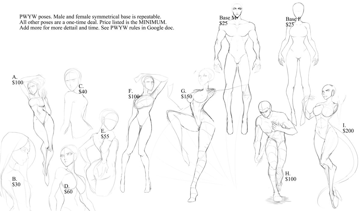 regalgorgon's tweet photo. I made some one-time-only PWYW YCH poses for the stream. The masc and fem bases will always be available and the minimum won't change. The others are there for characters that already exist/I don't need to design as well as chars I could design. These can be claimed TOMORROW. https://t.co/nEuQoxgjyg
