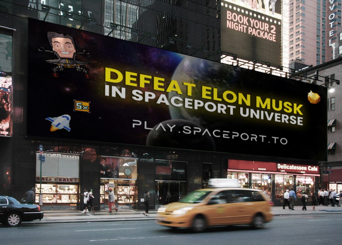 SpaceportU's tweet photo. @elonmusk , do we need to call you out in Times Square to get you to defeat yourself in SpacePort Universe? 🚀 https://t.co/hDsTI6ui38