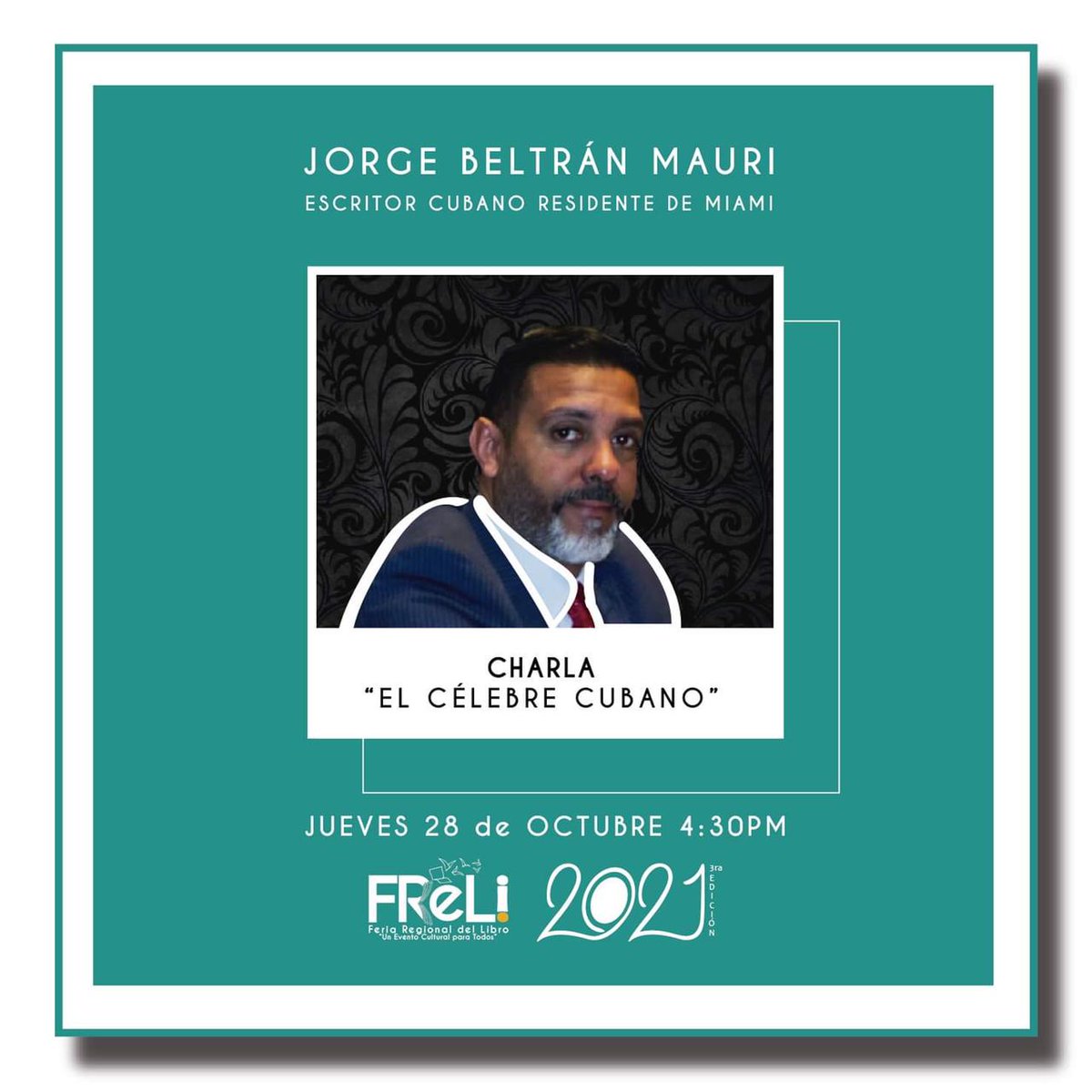 FReLi19's tweet photo. Acompaña a Jorge Beltrán Mauri en su charla "célebre cubano" nos compartirá su experiencia fuera de casa. 

Explanada Héroes Ferrocarrileros https://t.co/v2qz6CXCdj