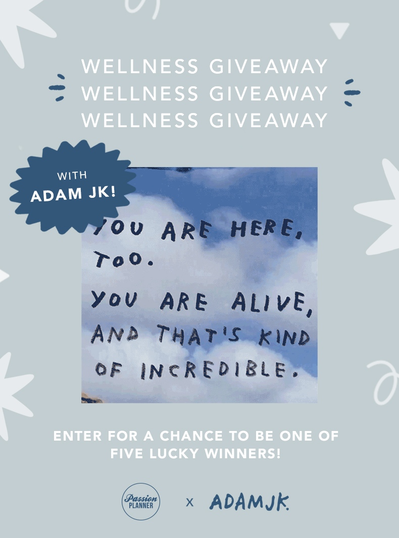 passion_planner's tweet photo. Are you just trying to be a little more okay with each passing day? We partnered with artist and author @adamjk to give five lucky winners a prize bundle to embrace life, no matter how messy it may be.   

ENTER: https://t.co/XoFVhl5Fzj

❗Closes October 21st at 11:59 PM PDT. https://t.co/86JCqQfp35