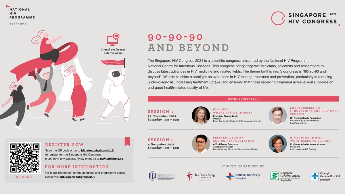 ArunKumar0990's tweet photo. Come join the 2nd #Singapore #HIV Congress: “90-90-90 and beyond” hosted by the #NHIVP to learn the latest evidence around HIV care via Zoom on 27 Nov &amp; 4 Dec 2021, 9am to 1pm SGT. Link: https://t.co/1Jhgh8FUlt
 
#HIVtreatmentWorks #LeavingNoOneBehind #NHIVP #NCID https://t.co/eUzEr7ajBD