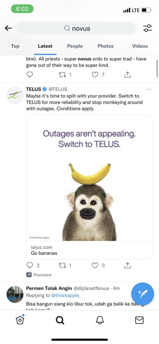 houstonw's tweet photo. Gotta hand it to TELUS though… this is some opportunistic digital advertising. https://t.co/TPfjKdQ2RA