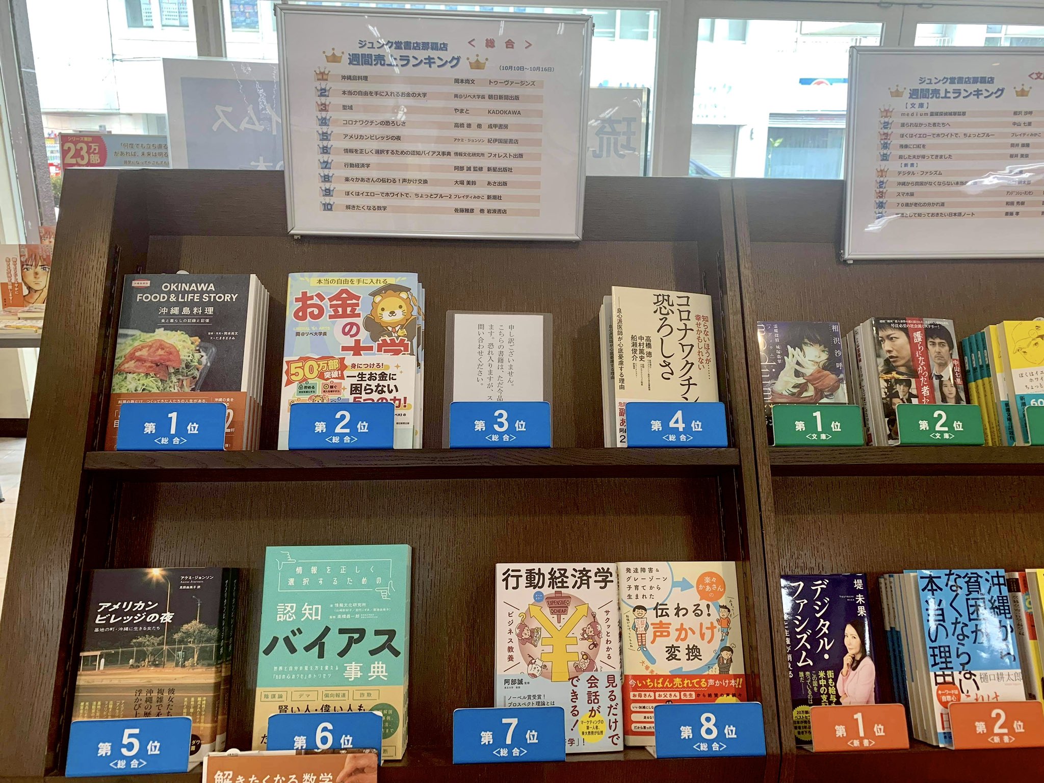 ジュンク堂書店 那覇店 Rt Lifegoesontokyo 沖縄島料理 リブロリウボウブックセンターに続いて ジュンク堂書店那覇店でも総合ランキング1位になりました 発売して1週間 書店さんの協力とてもありがたいです たくさんの方に読んで欲しいので