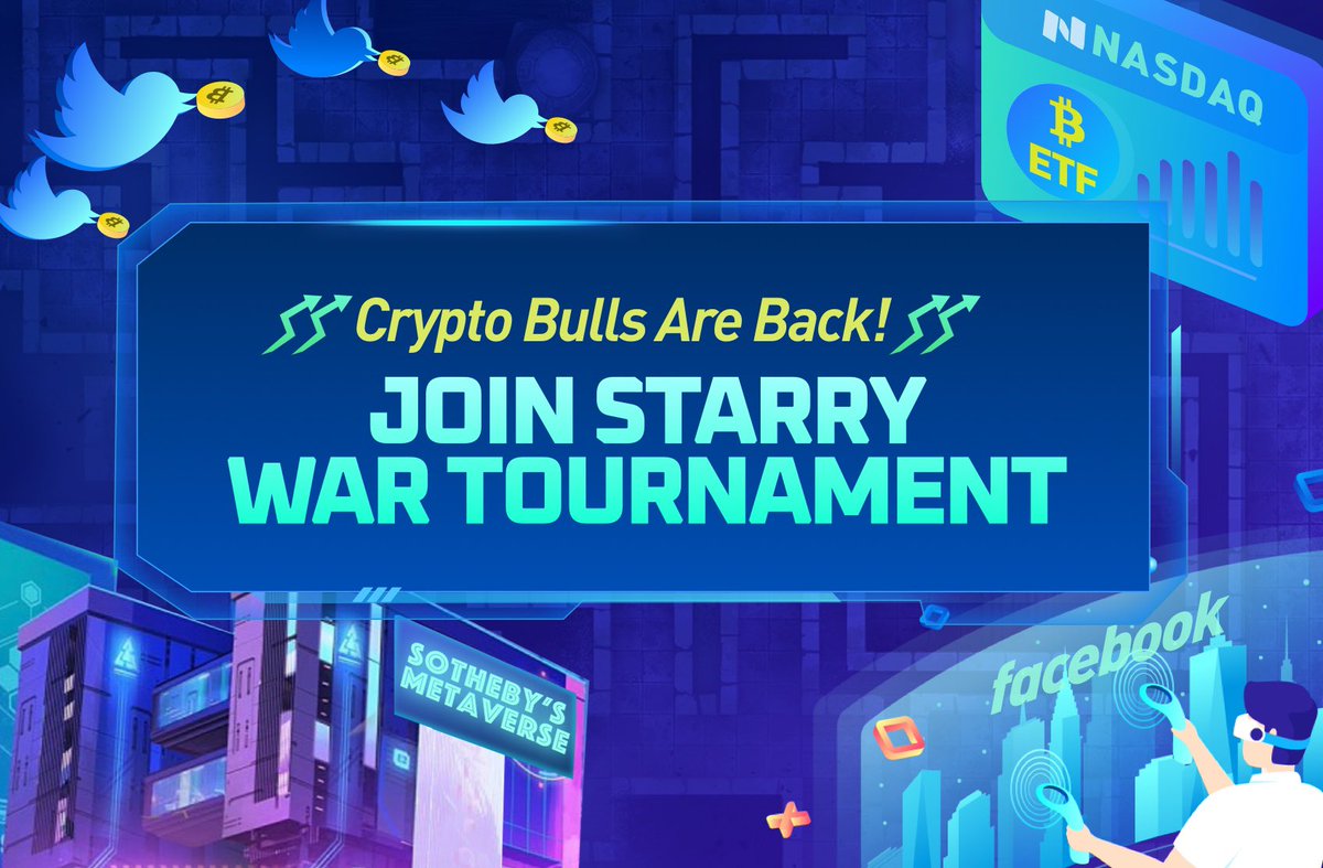 StarryNift's tweet photo. 🐂To celebrate Crypto bulls and StarryNift upcoming new game

💥We decide to launch a Starry War Tournament with huge #BUSD rewards! 

🎮The contest will be held on testnet to let users gain pure #playtoearn profit with NO GAS fee! 

✨More details will be released later https://t.co/0qunKFKYo9