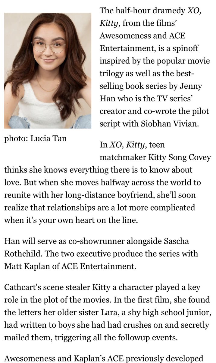 Siobhan Vivian on X: It's been a dream come true working with @jennyhan  and @sascharothchild on XO KITTY. Hooray for more 🎀 and 💌!  t.coPhmDYgNlsF  X