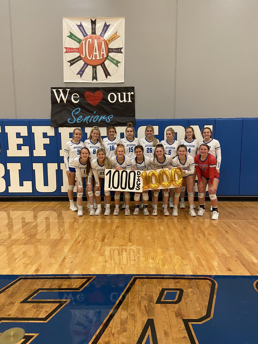 JHS_vball's tweet photo. HUGE SHOUTOUT to our @Avaroth_11 for her achievement of 1000 Digs last week during our Hillsboro game!! KEEP AT IT GIRL!!! 💙🏐💙🏐@FieldLevel @PrepDigMO @STLhssports @myleaderpaper @KJFFSPORTS @rockwoodthunder @R7Activities #sheaintevenourlibero https://t.co/HPbWXXCDSO