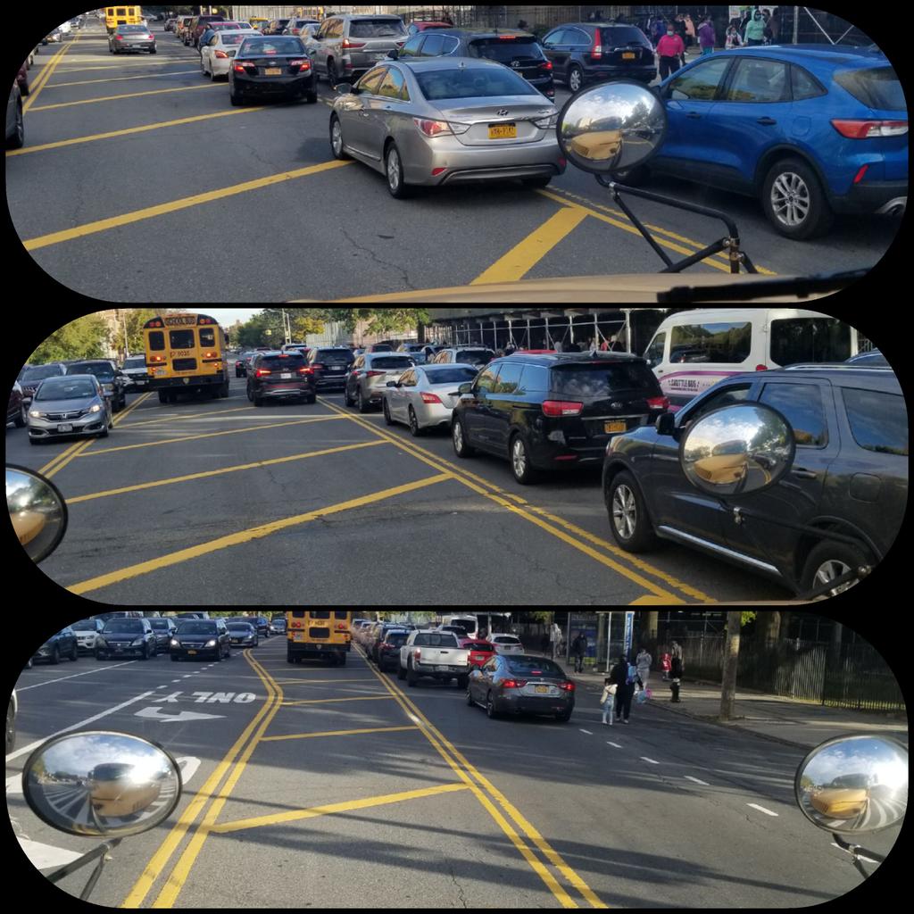 Double,  Triple parking in "da" Bronx!!
This is one of reasons why we get to School LATE!!
SMH!