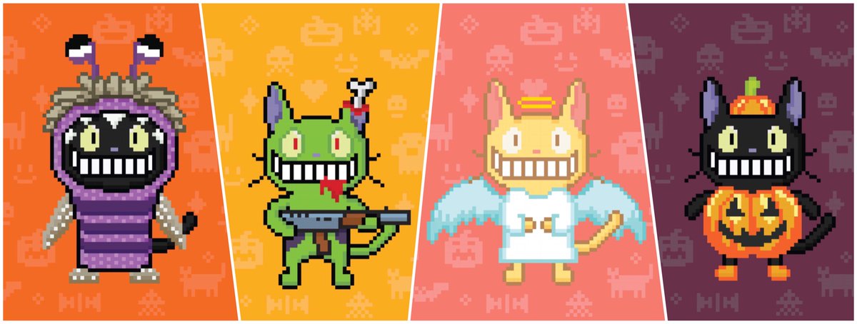 423adore's tweet photo. New drop!! ✨🌈 “Fa-BOO-lous Cats” available on Opensea prices start at 0.005-0.007 ETH ⛽️ No gas fees 
Link : https://t.co/scZmYdsw7D

#nftcollector #NFT #NFTs #NFTdrop #NFTshill #NFTCommunity #pixelart   #NFTartwork #OpenSeaNFT #NFTJapan #NFTTHAILAND #NFTアート https://t.co/XsJtJW9aqH