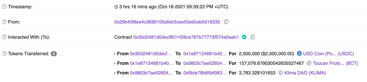 0xJ29's tweet photo. Two bots sniped the $KLIMA launch spending $3.8MM and single handedly drove the token price from $325 to $1,230. The first regular purchase on @SushiSwap priced at $1,234 four blocks later, so that's where everyone else got to start. @KlimaDAO https://t.co/gEEEHupQYN
