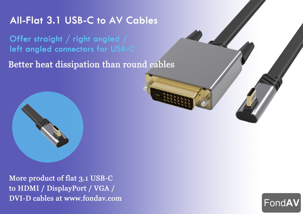 behpex's tweet photo. All-Flat 3.1 USB-C to AV Cables
Full series of Flat 3.1 USB-C to HDMI / DisplayPort / VGA / DVI-D cables
Offer straight / right-angled / left angled connectors for USB-C
#usbcable #USB3.1 #HDMI #dp #displayport #VGA #dvi #Flatcable #avsolutions #newarrival #FondAV #savespace https://t.co/KdZnxM1foh
