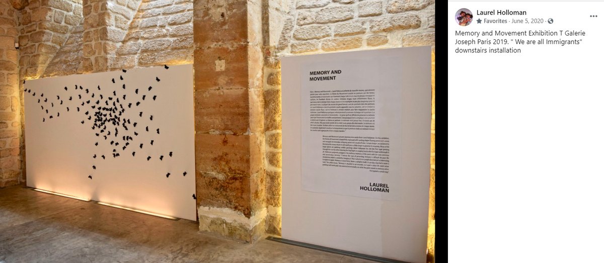 LHAAppreciation's tweet photo. "We Are All Immigrants" installation by Laurel Holloman as part of her 2019 Memory and Movement exhibition at Galerie Joseph, Paris, France. Laurel hand painted each individual papillon (butterfly).
#LaurelHollomanArt #memoryandmovement #immigrants #abstractart #butterflies https://t.co/aBBhlN2kR9