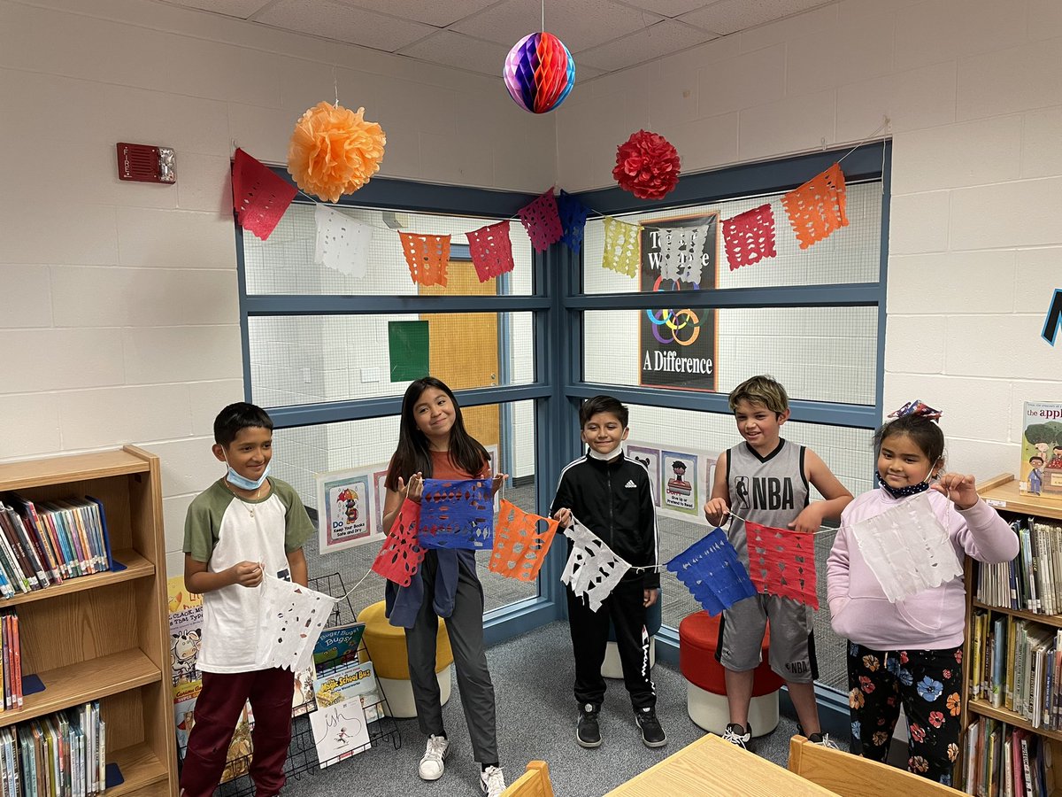 Mrs. Winkels’ students created papel picado based on <a href="/mattdelapena/">Matt de la Pena</a> book Carmela Full of Wishes. <a href="/KMElem/">KM Elementary School</a> #HispanicHeritageMonth