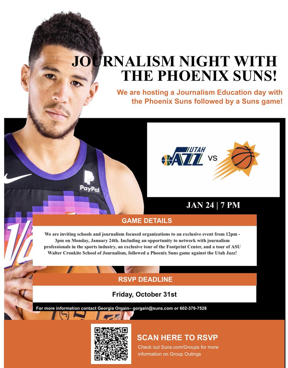 After a year away for the pandemic, High School Journalism Night with the Phoenix Suns is back on January 24! 

Check your email advisers and sign-up to be apart of this amazing night!