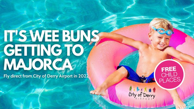 CoDerryAirport's tweet photo. 🏖️ Majorca 2022 from City of Derry Airport 🏖️

Packages from £569pp: 
✈Return flights 
🛏 3*/4* Accommodation
🍽All Board Basis’ Available
🚌Transfers
🧳20kg luggage pp
🎉FREE CHILD PLACES

❌Deposit - £50pp❌

Book with @trvlsolutions👇
☎️02890455030
🌐https://t.co/11yuyOnDhz https://t.co/ayyysFwGez