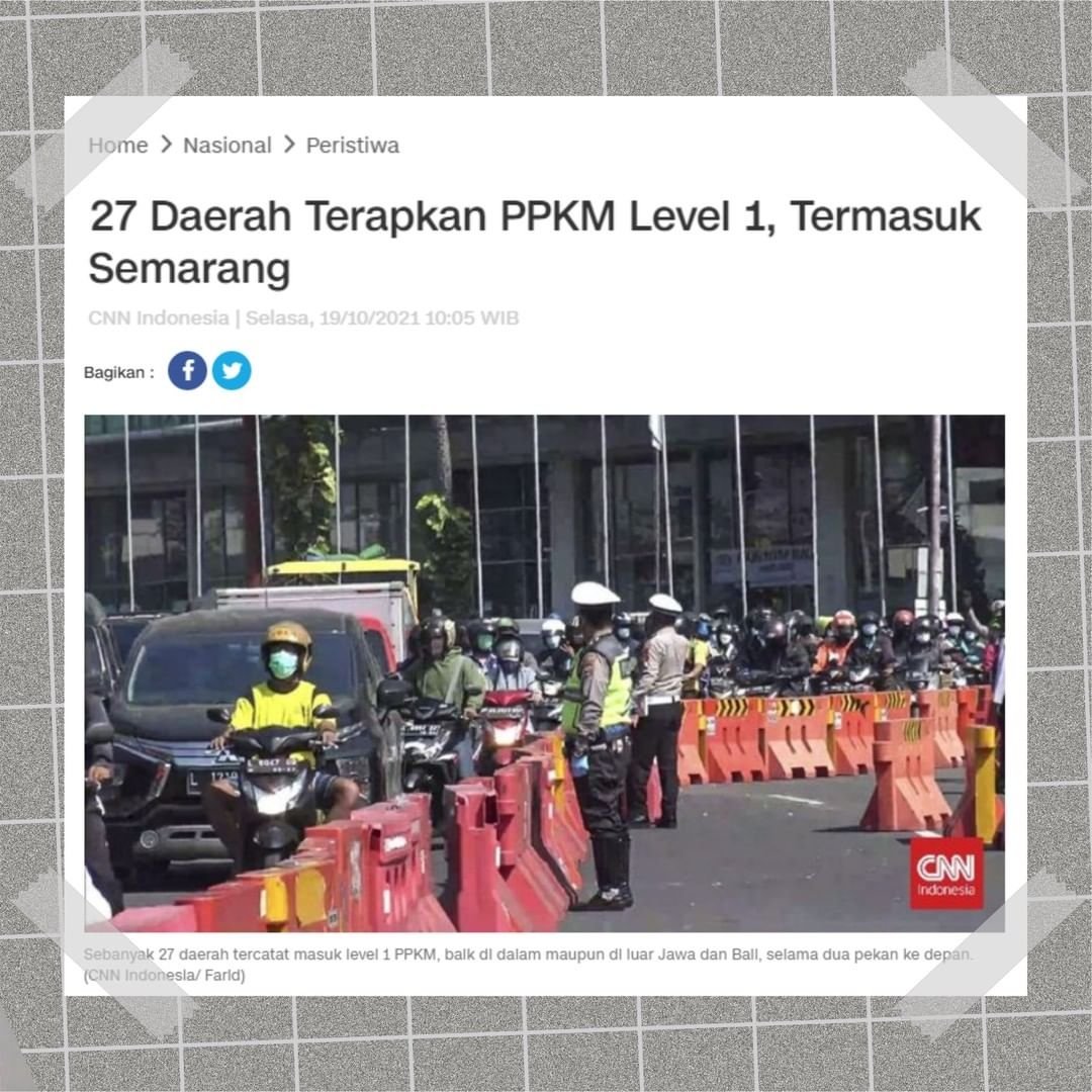 hendrarprihadi's tweet photo. Alhamdulillah.. Kota Semarang telah berstatus PPKM LEVEL 1 -- sehingga dapat menuju New Normal dengan merujuk Instruksi Mendagri Nomor 53 tahun 2021 -- https://t.co/fvRagx6hZc