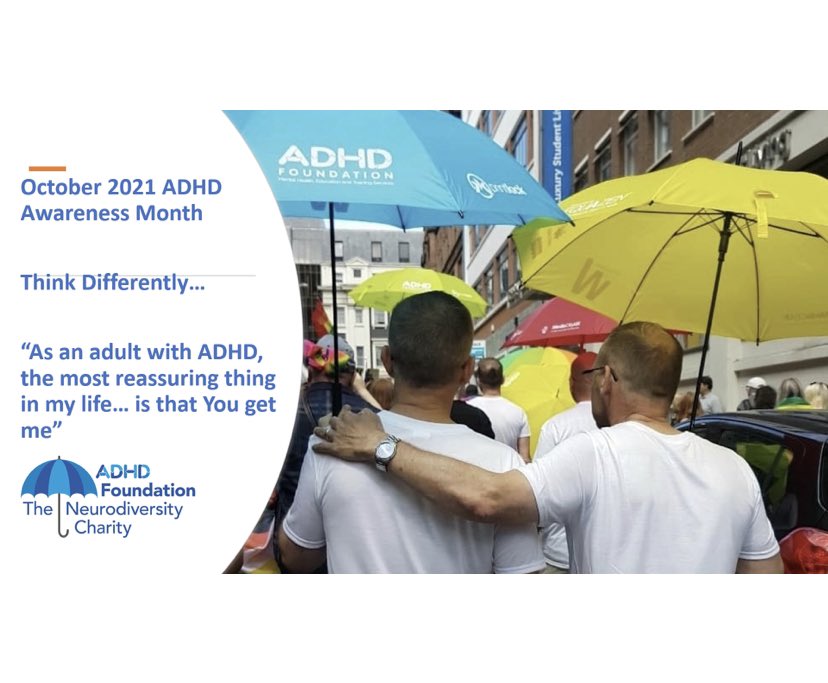 NeurodiversityT's tweet photo. As an adult with ADHD, the most reassuring thing in my life … is that you ‘get me’. ADHD affects 1 in 20 people, -whatever your gender, sexual orientation, colour, faith, age, class, or profession. Change your perception of #ADHD @womenwithadhd @ADHDandAutism @SpaceHerts @NHSuk https://t.co/ePf6hcIa7R