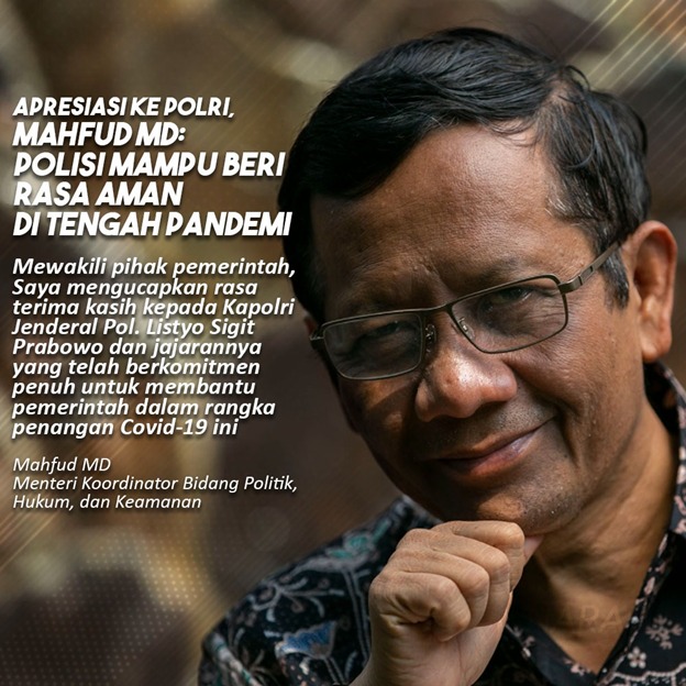 MDjolom's tweet photo. Mahfud mengucapkan rasa terima kasihnya kepada Kapolri Jenderal Pol. Listyo Sigit Prabowo dan jajarannya yang telah berkomitmen penuh untuk membantu pemerintah dalam rangka penanganan Covid-19.

#PolriUngkapKasus
Gerak Cepat Polri https://t.co/l9INR1LqgO