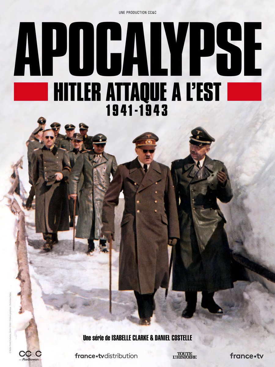 📈#Audiences #Apocalypse 

Belle performance hier pour le second opus d’Apocalypse : « Hitler attaque à l’est 1941-1943 ». Les deux épisodes ont rassemblé en moyenne 1,8 M tsp pour 8.7% de PdA. 

Replay 60 jours sur France.tv