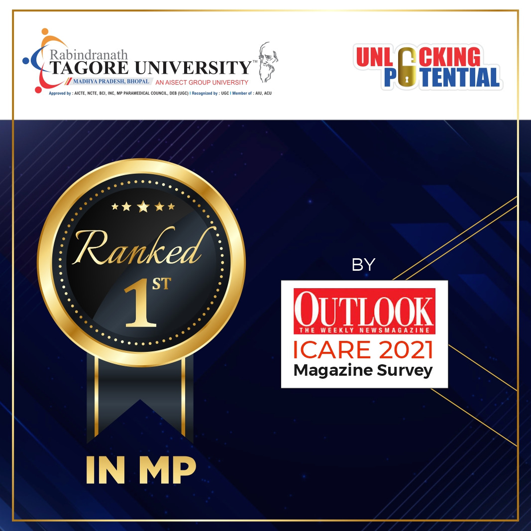 RNTUnivBhopal's tweet photo. With immense pleasure, we would like to share that Rabindranath Tagore University, Madhya Pradesh, Bhopal has ranked 1st in the state with an All India 22nd rank among State Private #Universities, in the Outlook –ICARE India University #Rankings2021.
#rntu #aisectuniversity https://t.co/zJPOfwtZKD
