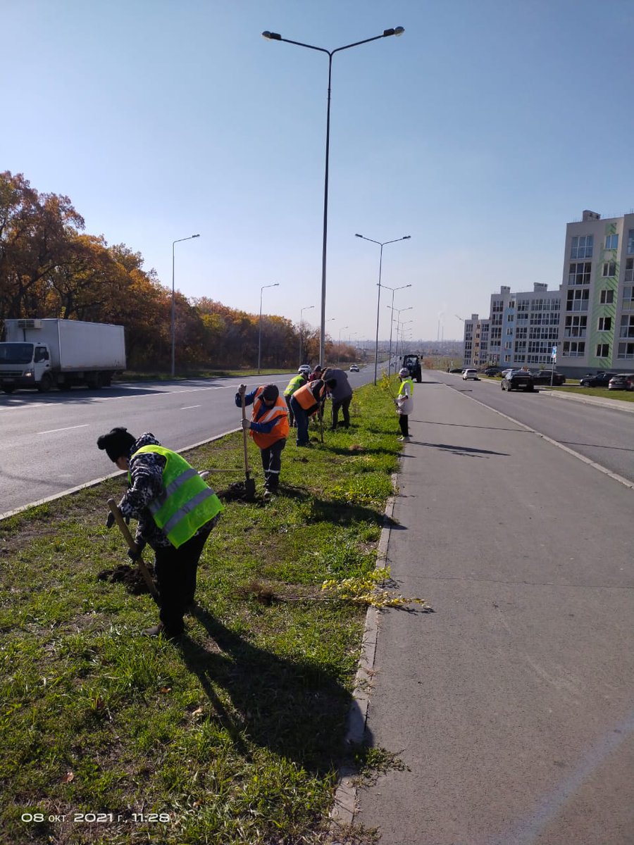 Smyshlyaevka's tweet photo. В рамках месячника по благоустройству на территории микрорайона "Кошелев-Парк", силами управляющей компании УК "Авиакор-Стандарт" была произведена высадка зеленых насаждений. https://t.co/ld18F3ktgj