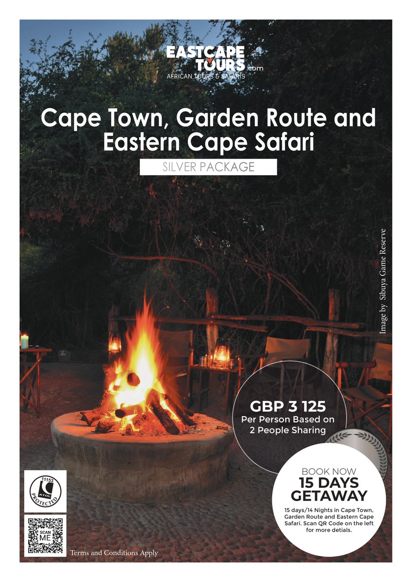 South Africa is thrilled to welcome back the UK. Have a look at this amazing budget-friendly trip.
Starting in beautiful Cape Town, taking you down the magical Garden Route, and ending with a Big 5 Safari.
Email: reservations@eastcapetours.com
#4starsafari #VisitSA