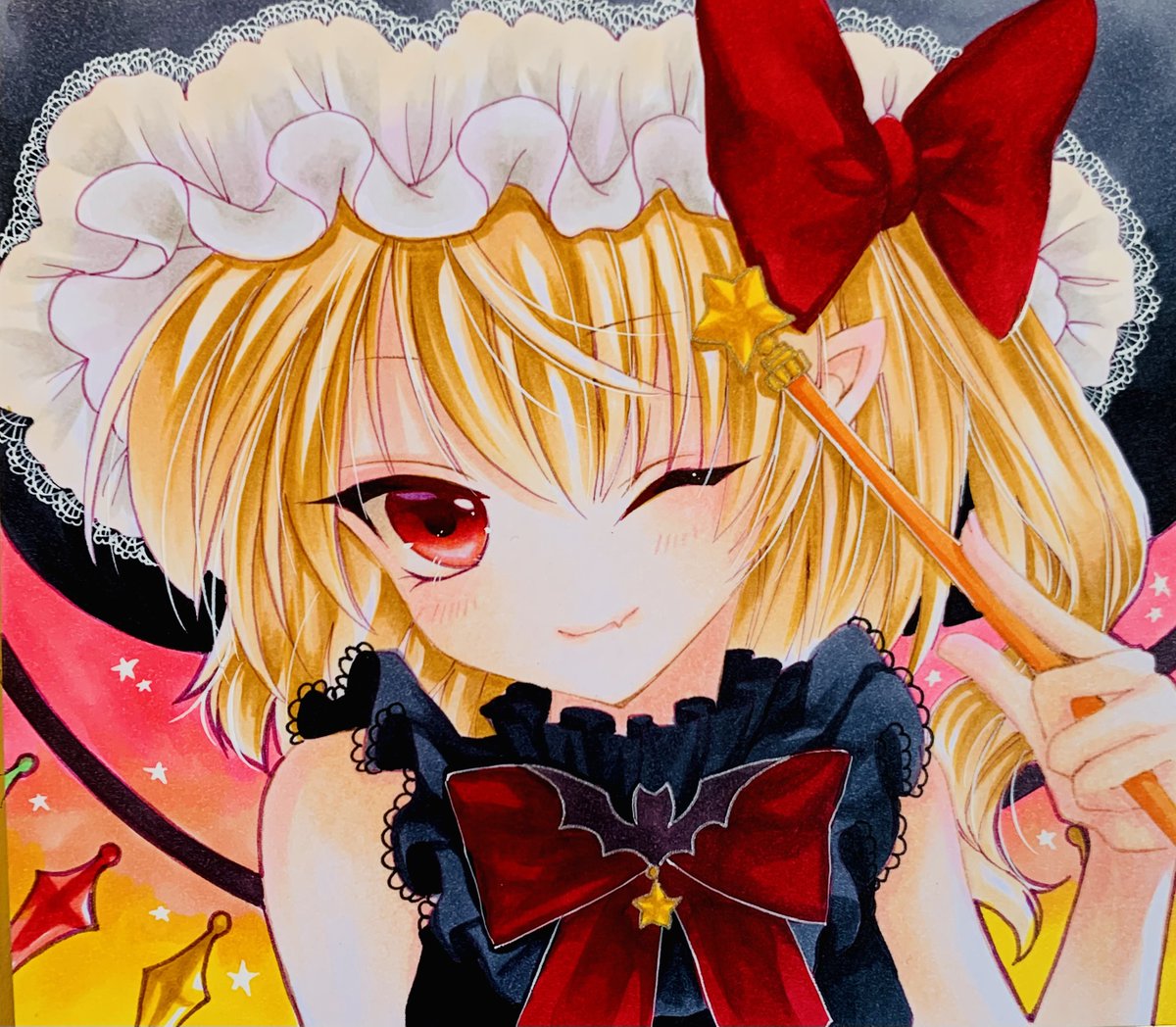 東方 Halloween フランちゃん ミニ色紙 コピック イラスト コピック 結希 花 Yuuki Hana のイラスト