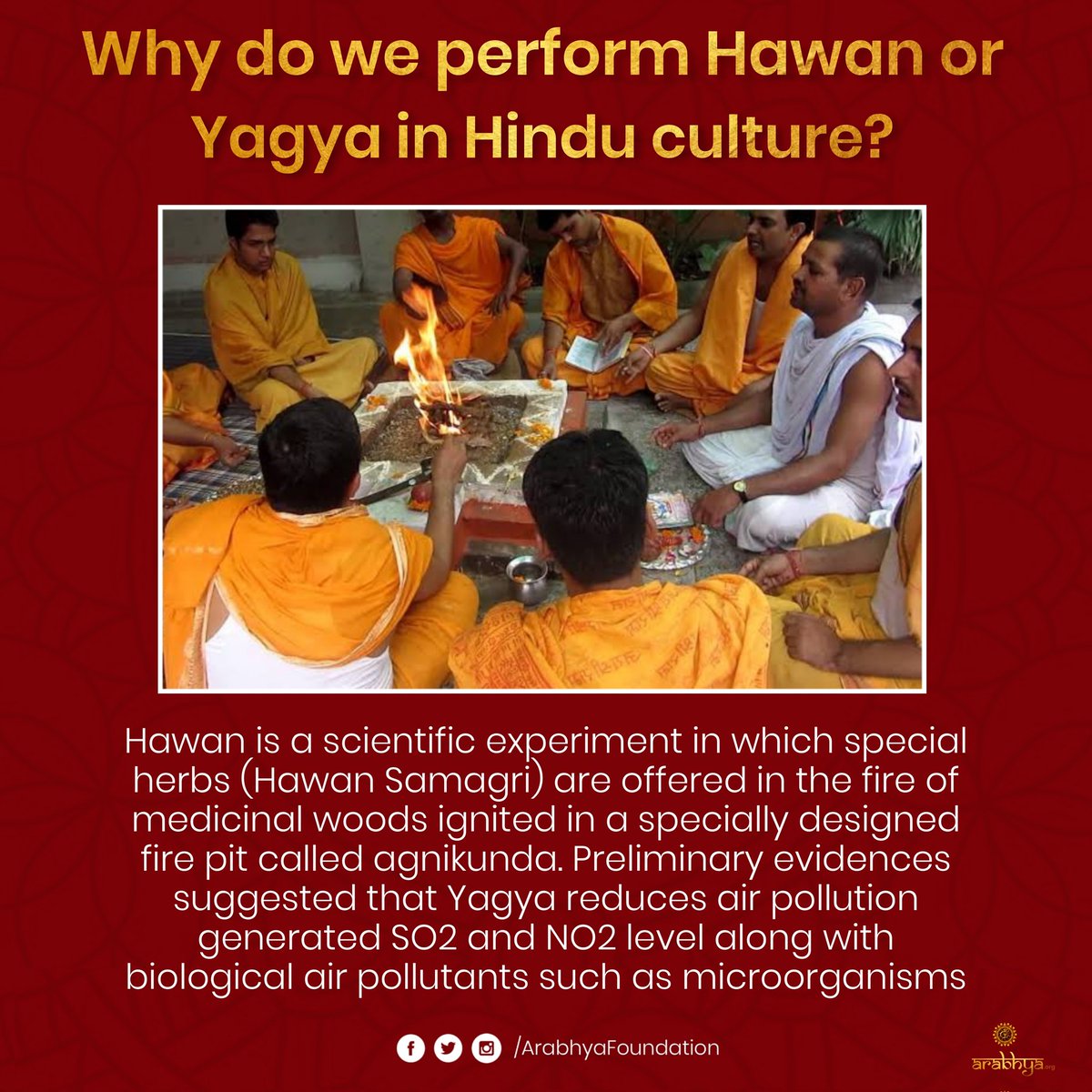 arabhya_org's tweet photo. Havan, Yagya or Homa is referred to a fire ritual, where we provide herbal sacrifices to the holy fire. Havan ritual is an important part of many Hindu ceremonies and its variation are continued in Buddhism and Jainism as well.

#hinduism #ancient #vedicscience #historical #hindu https://t.co/90mPpSkIjD