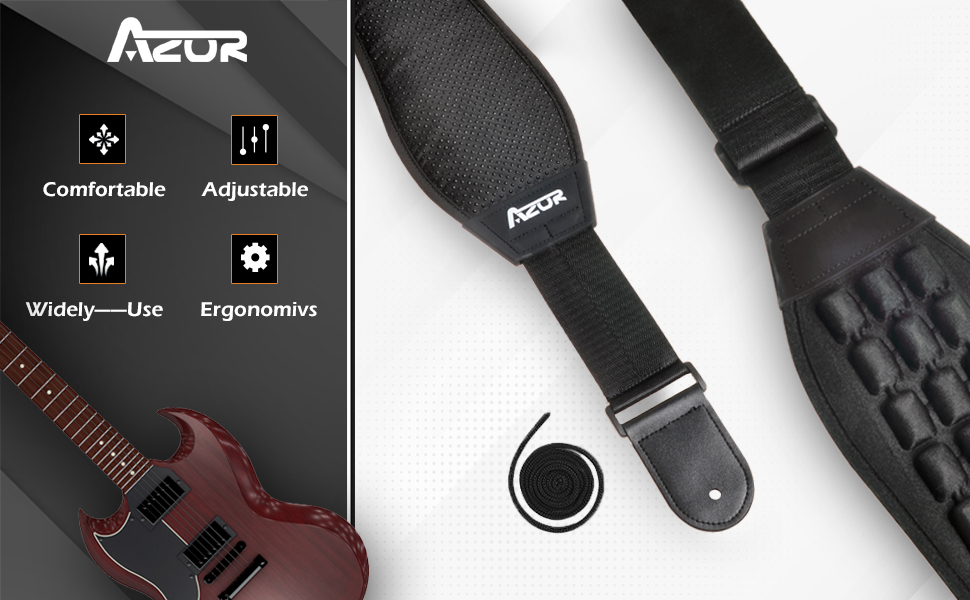 AZOR Guitar Strap for Electric/Acoustic Guitar/Bass Guitar with 2in Wide 3D Sponge Filling Decompression Bass Strap Adjustable Length from 39in to 51in with PU Leather Ends
amazon.com/dp/B09874XTPP?…