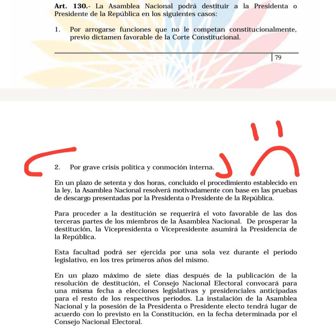 Victorivaden's tweet photo. 💥💥
Señor presidente @LassoGuillermo no es por asustarlo pero sus asesores no le dijeron que con el Decreto Ejecutivo No. 224 (#EstadoDeExcepcion) está aceptando que en el #Ecuador 🇪🇨 hay una grave conmoción interna, es decir la @AsambleaEcuador lo puede destituir,art 130 # 2 CR https://t.co/D1lLvDGfyG