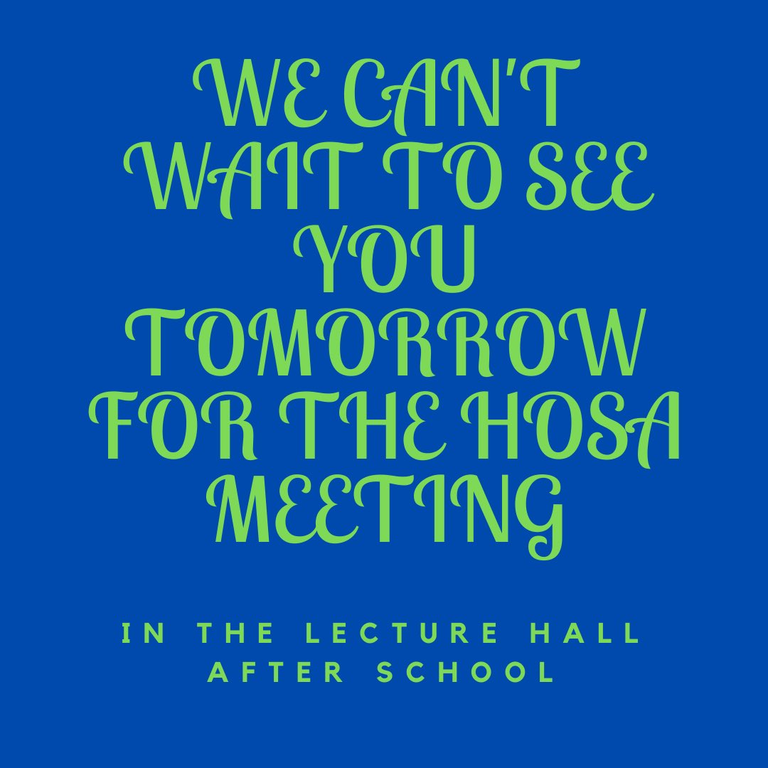 BsshsHosa's tweet photo. We can’t wait to see everyone tomorrow!! Anyone who is interested in the healthcare field is welcome! https://t.co/cYQTooGvCW