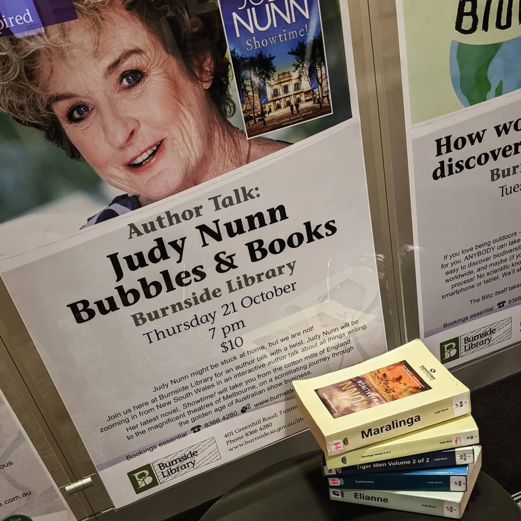 Author, actor, screenwriter and OAM Judy Nunn joins us for Bubbles &amp; Books on Thursday night 🥂 and tickets are moving fast. Her latest novel is "Showtime" and if you want to borrow it, you'll have to place a hold, because Judy's entire repertoire is … instagr.am/p/CVMdzWMh9CV/