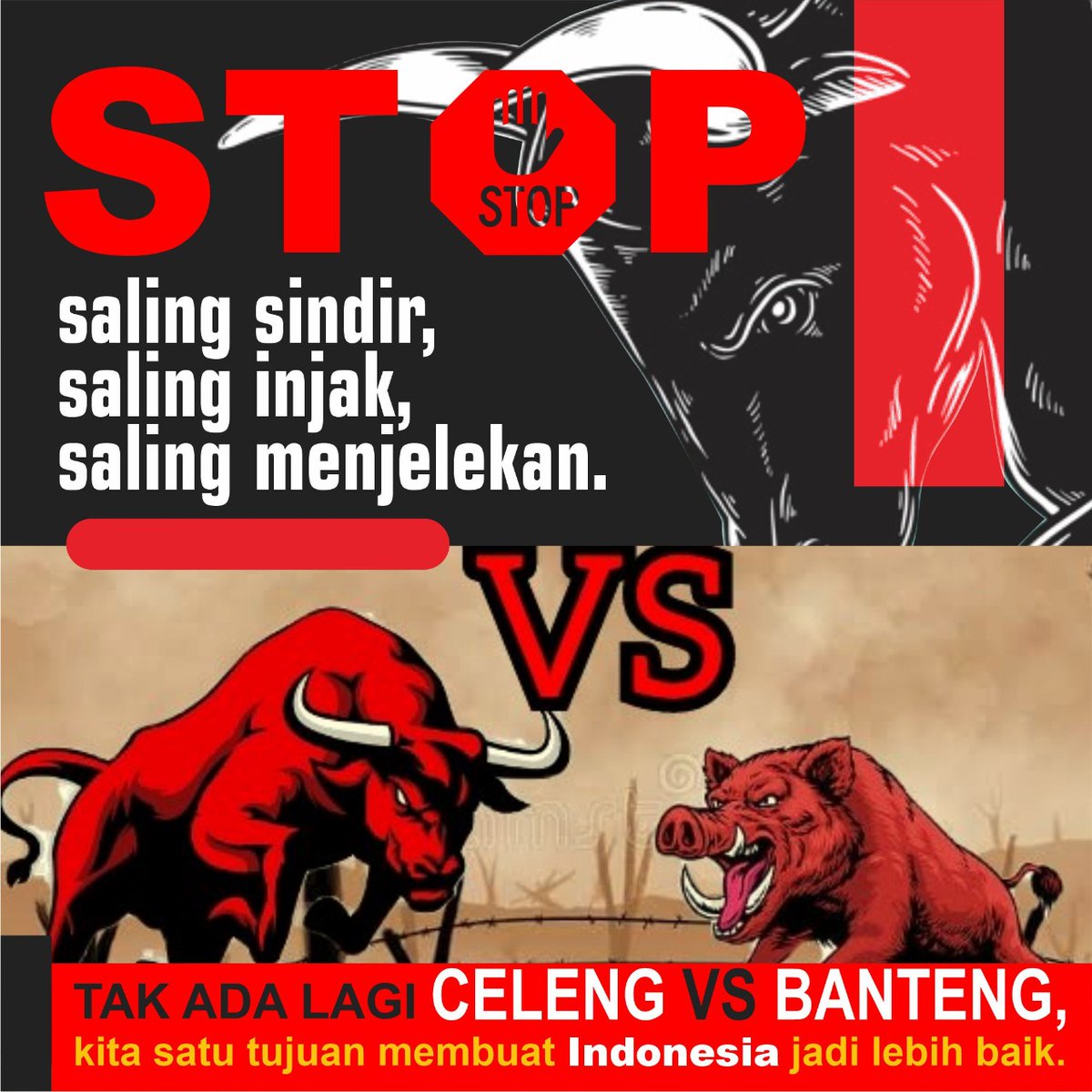 Tidak ada yang ingin dikejar saat ini puanesia, pemilihan masih lama dan penetapan dari seorang Ketua Umum juga masih lama. Stop saling sindir, saling injak dan menjelekan. 

Jangan ada lagi Celeng vs Banteng, karena #BantengBersatu untuk membuat Indonesia jadi lebih baik