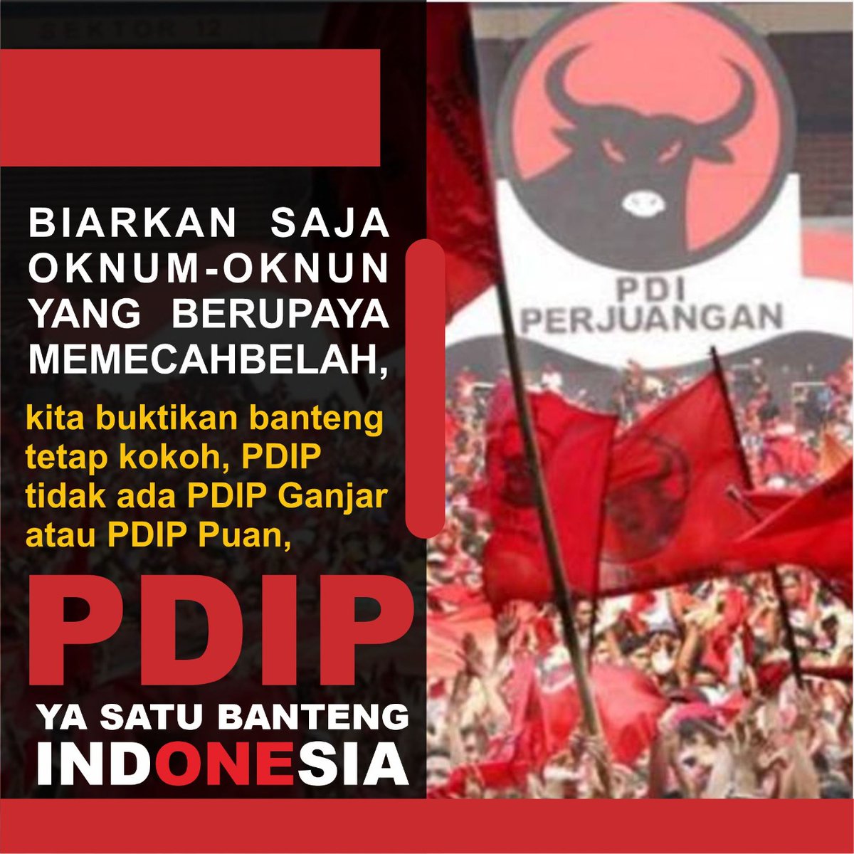 #BantengBersatu dan Kokoh !
Biarkan saja kelompok dan oknum yang berupaya untuk memecahbelah, kita buktikan PDIP tetap kokoh. Tidak ada PDIP GP atau PDIP Puan Maharani.

PDIP ya satu,
Banteng Indonesia 🇮🇩

• Puanesia •
<a href="/puanmaharani_ri/">Puan Maharani</a>