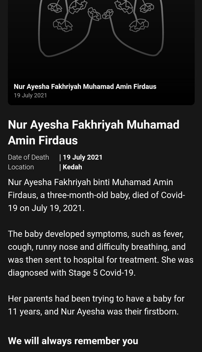 When we launched <a href="/c19memorialmy/">Covid-19 Memorial Malaysia</a> last month, we chose the 19th of each month as a day of remembrance. Today, I'm thinking of this little baby, whose parents waited 11 years for.

And all the mums who died of Covid-19, without a chance to meet their babies.

c19memorial.my